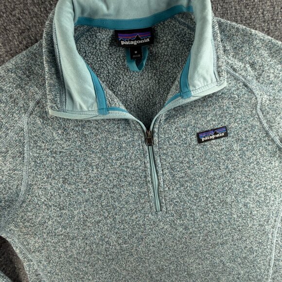 Patagonia Fleece Jacket Women Medium Pullover Blue 1/4 Zip Logo Better Sweater - Picture 9 of 14